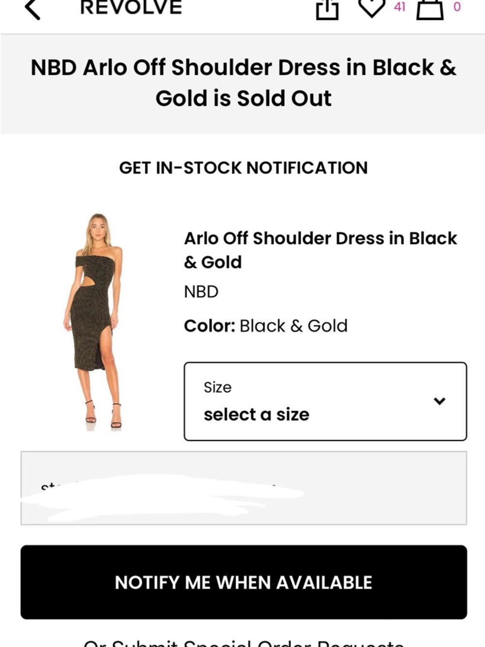 REVOLVE Black & Gold Asymmetrical One-Shoulder Cutout Dress
